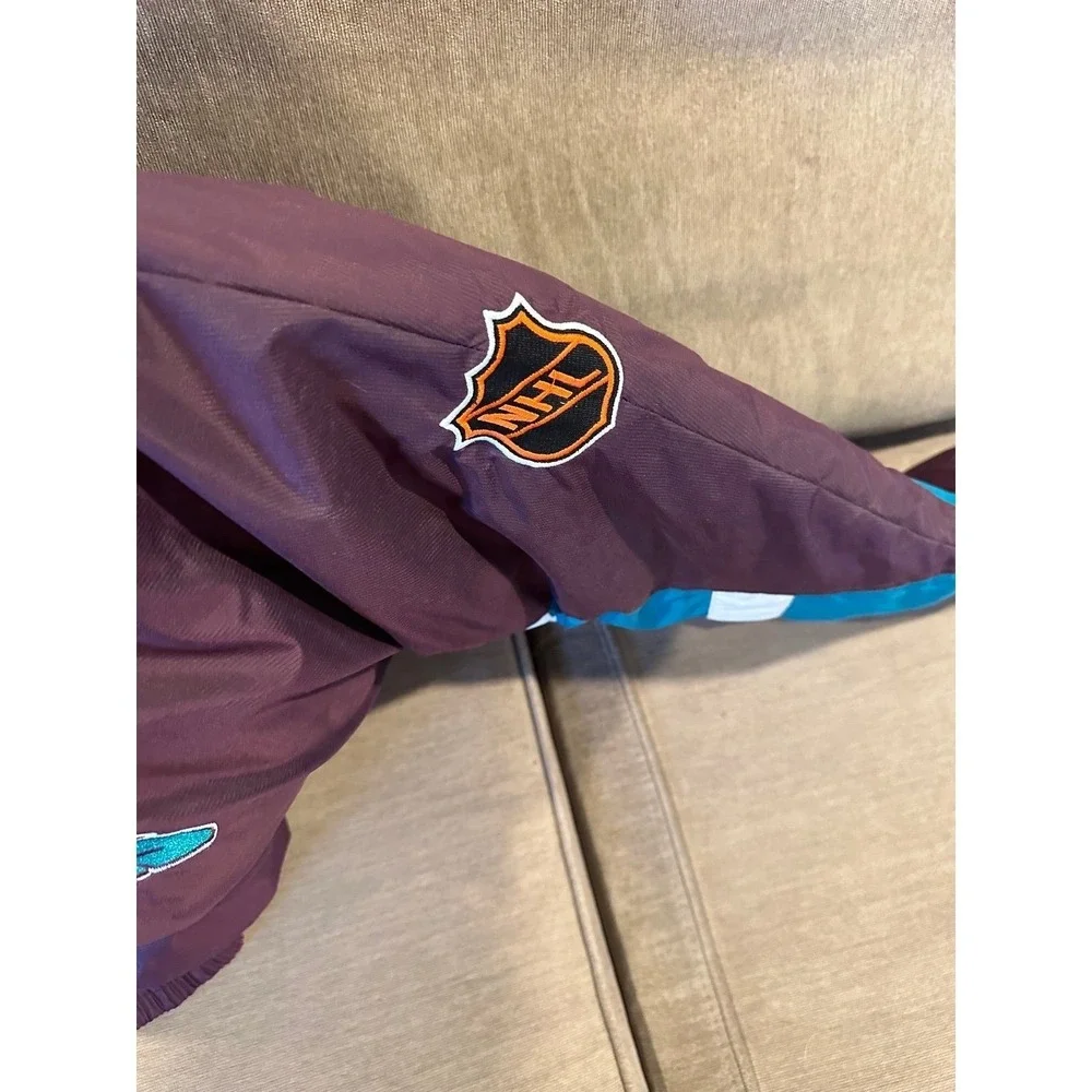 Starter Mighty Ducks Jacket Mens XXL Purple Teal Excellent Vintage NHL Puffer - Picture 7 of 8
